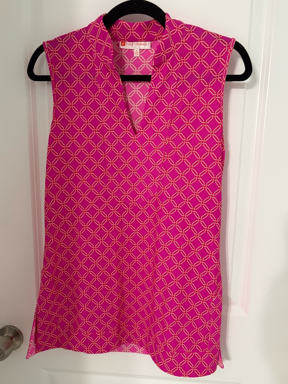 Jude Connally Pink/Orange/White Geometric Sleeveless Tunic Size S